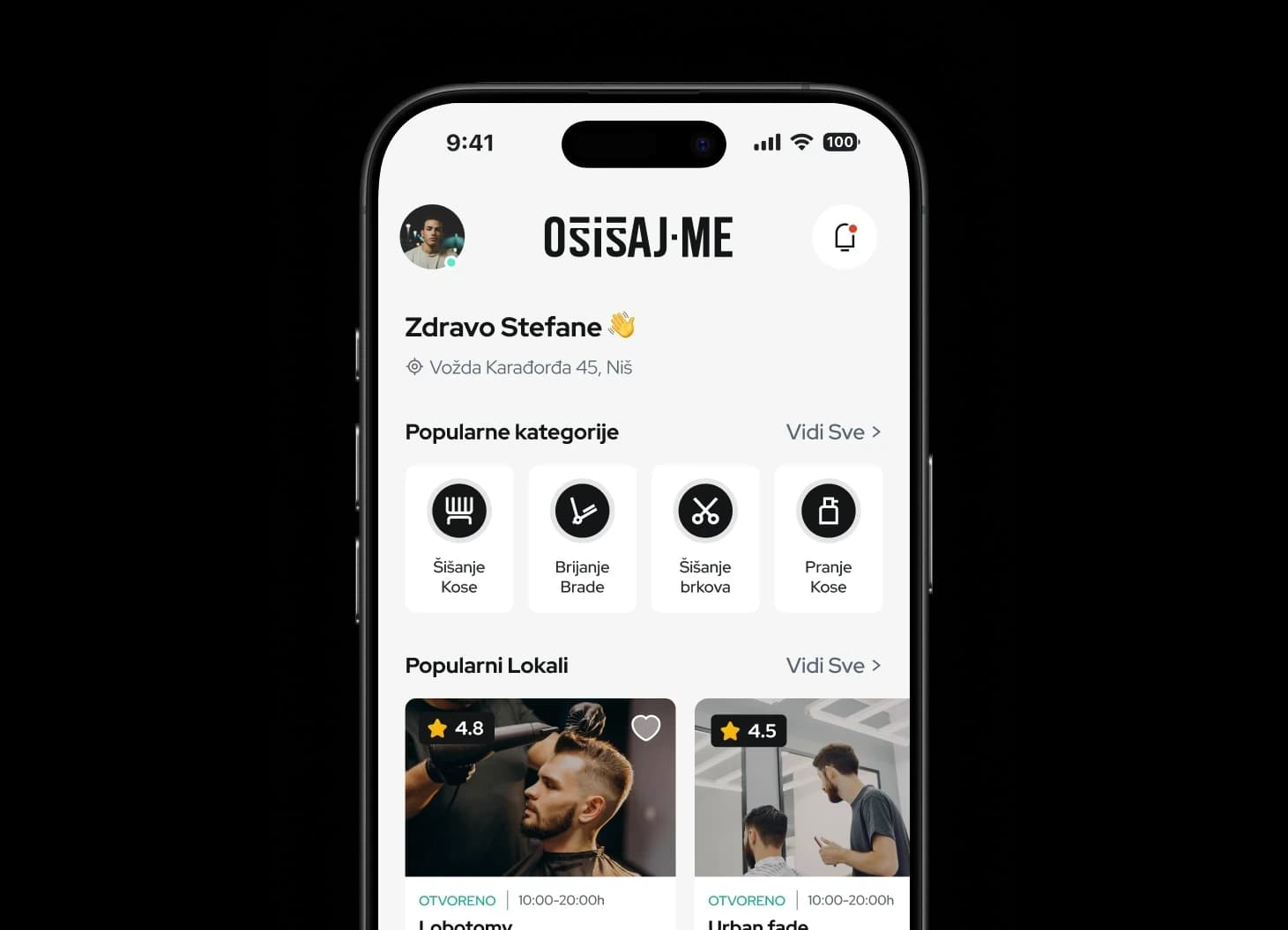 Ošišajme app screenshot